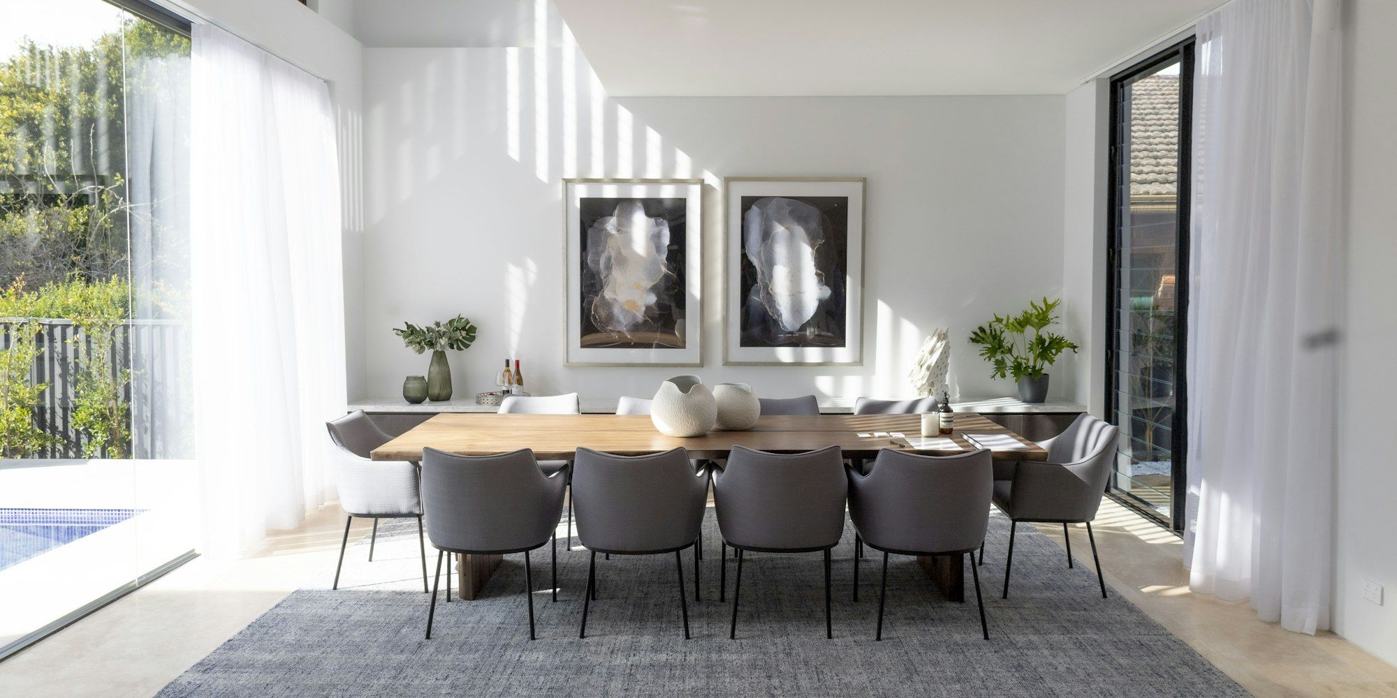 A dining room set for guests